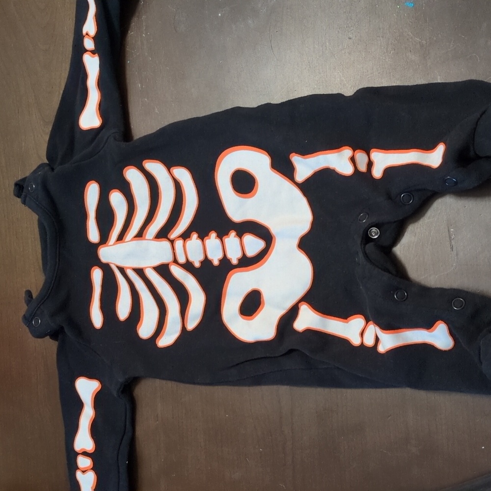 Carter's Black and White Skeleton Print Footie 0-3M